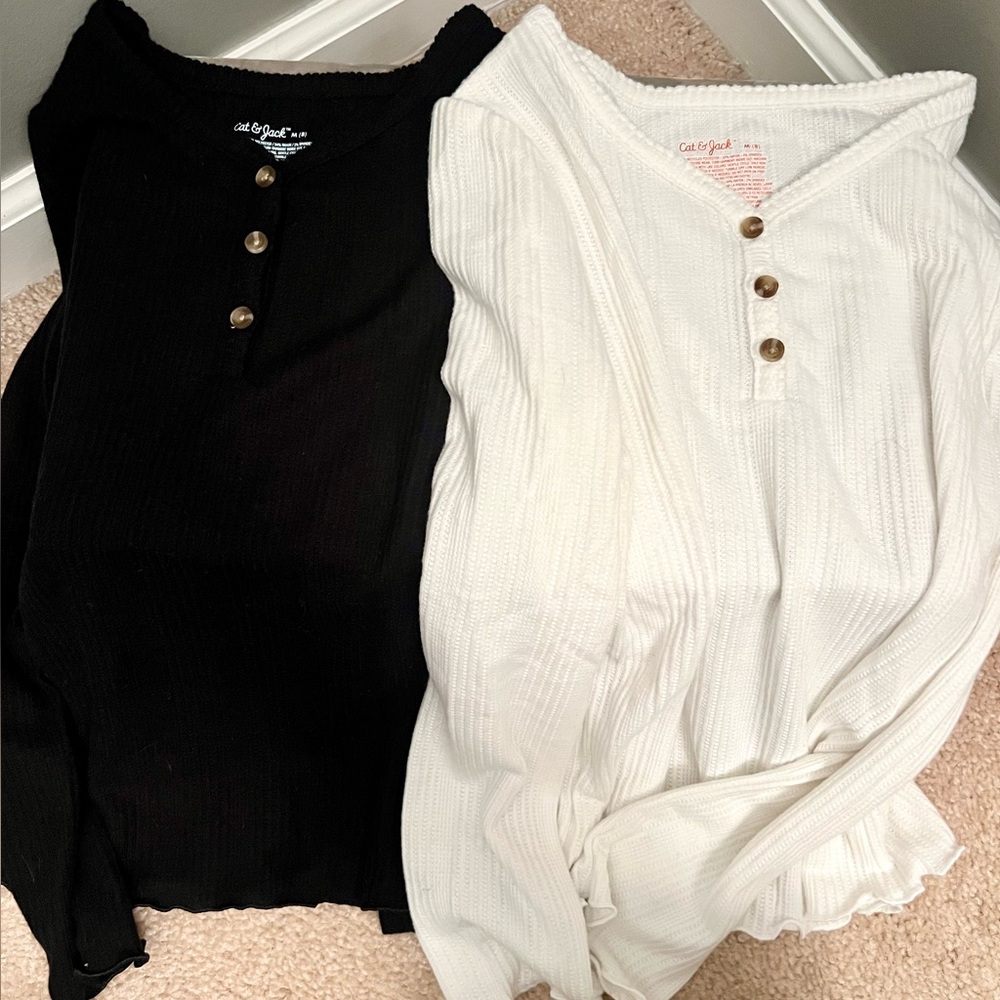 Cat & Jack Kids Thermal Tops Black & White Size M (8) NWOT Winter Layering Set